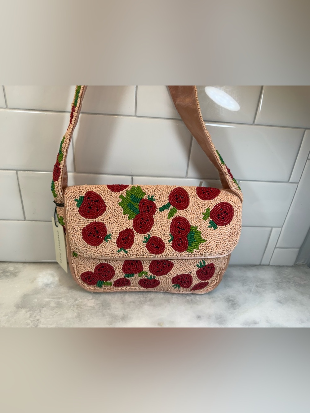 NEW RELEASE Sincerely Jules Strawberry Beaded Red And Pink Shoulder Bag NWT